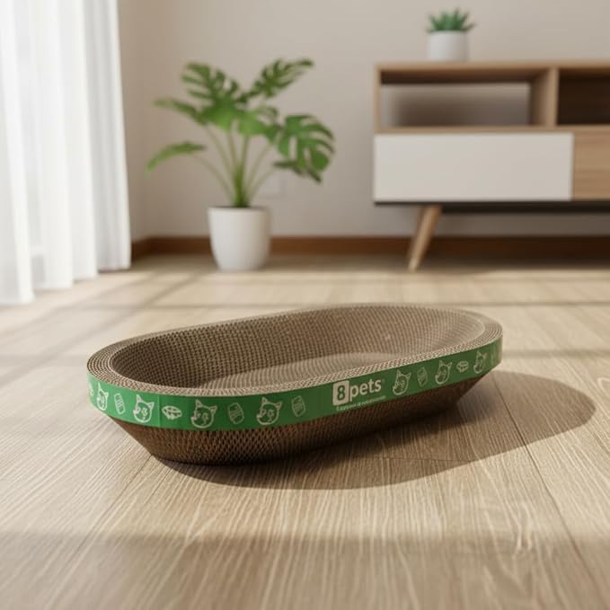 Cat Scratcher Lounge Cardboard Bed – Sturdy Oval Shape for Claw Care and Comfort