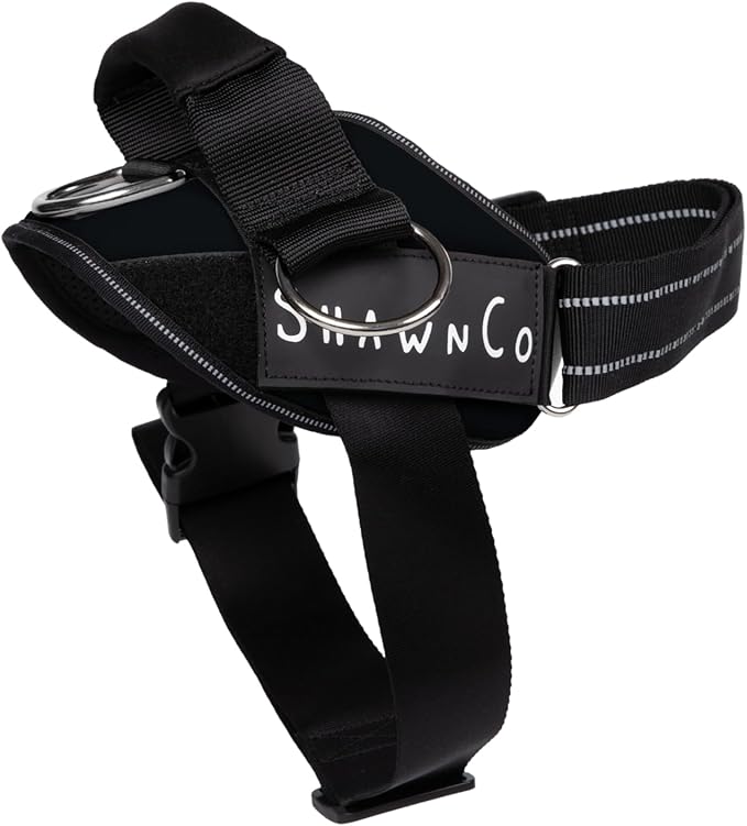 ShawnCo Essential Pro Dog Harness, No-Pull Pet Vest with 3 Leash Clips and Removable, Reflective Side Patches, Adjustable and Padded Harness for Small, Medium and Large Dogs (Midnight, S)