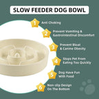 Ceramic 1.2 Cup Slow Feeder Dog Bowl for Medium and Small Breed, 7.3inch Puzzle Dog Food Dish, Anti-Gulping, Stop Bloat, Preventing Choking (Single Bowl-Light Yellow)