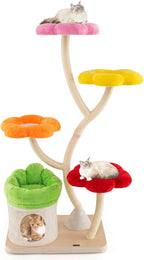 PETSITE 65 Inch Tall Cat Tree, Multi-Level Modern Cat Tree Tower with Sisal Scratching Posts, Cat Condo, Soft Fabric Covered Platforms, Ideal for Indoor Cats Large Adult (Multi)