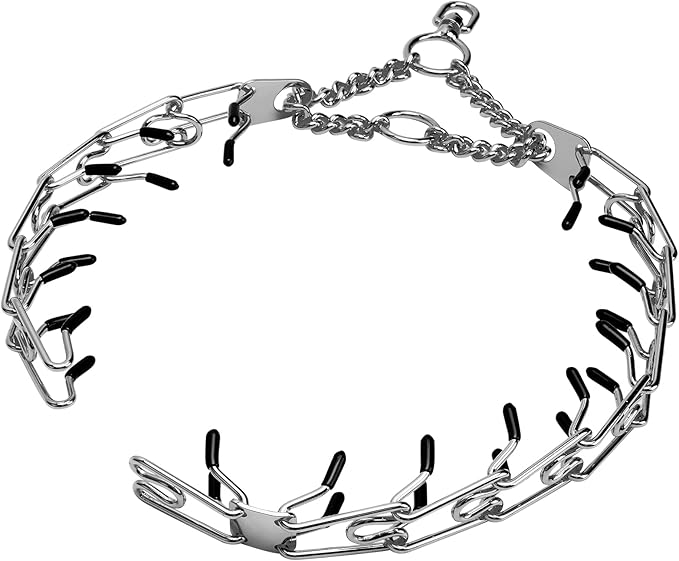 Stainless Steel Prong Pinch Collar for Dogs, Adjustable Training Collar with Quick Release Buckle for Small Medium Large Dogs (Silver, 20")