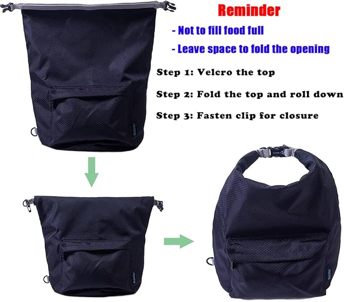 halinfer Dog Food Travel Container Bag, Kibble Carrier 42 Cups 10L with Storage Front Pocket and Shoulder Strap for Travel, Hiking and Camping (Green)