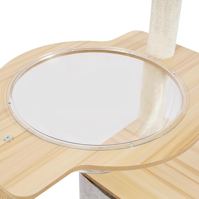 Cat Tree, W15.7*D19.7*H47.2in Cat Climbing Tower for Indoor Cats, Multi-Layer Cat Condo with Cat House, Transparent Capsule, Platforms, Scratching Posts, Holds 7.5kg/16.5lbs