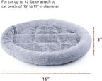 SHENGOCASE 16" Fluffy Faux Fur Cat Tree Tower Replacement Bed Cushion Pillow, Round Donut Cuddler with Hook Tapes