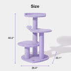 VETRESKA 40 inches Cat Tree for Indoor Cats, Multi Level Cat Tower with Cat Scratching Post, Cute Cat Climbing Tree with Dangling Toy for Cats, Purple