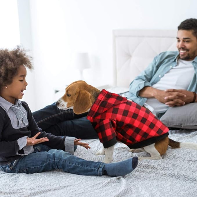 Plaid Dog Hoodie Sweatshirt Sweater for Extra Small Dogs Cat Puppy Clothes Coat Warm and Soft(XS)