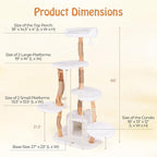 PETSITE 66 inch Tall Wooden Cat Tree Tower, Multi-Level Cat Tower with Jute Scratching Posts, Sisal Rope, Cat Condo, and Dangling Ball, Soft Long Plush, Modern Cat Tree for Indoor Cats Large Adult