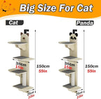 Door Hanging Cat Shelf 4-Levels Cat Tree Climber, No Drilling, Natural Solid Wood Cats Shelves Ladder, 59x15x10inch Pet Jump Shelf(Cat)