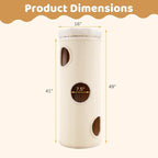 PETSITE 4-Story Cat Tree Condo, 49 Inch Multi-Level Barrel-Shaped Cat House with Sisal Scratching Pad, 3 Hideaways, Removable Soft Top Plush Bed, Ideal for Indoor Cats