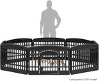 IRIS USA 24" Dog Playpen 8-Panel Pet Exercise Pen with Door Gate 83.5x83.5x24 Puppy Play Pen Indoor Outdoor Plastic Foldable Portable Pet Fence for Small Medium Dogs Puppies Multiple Pets Black