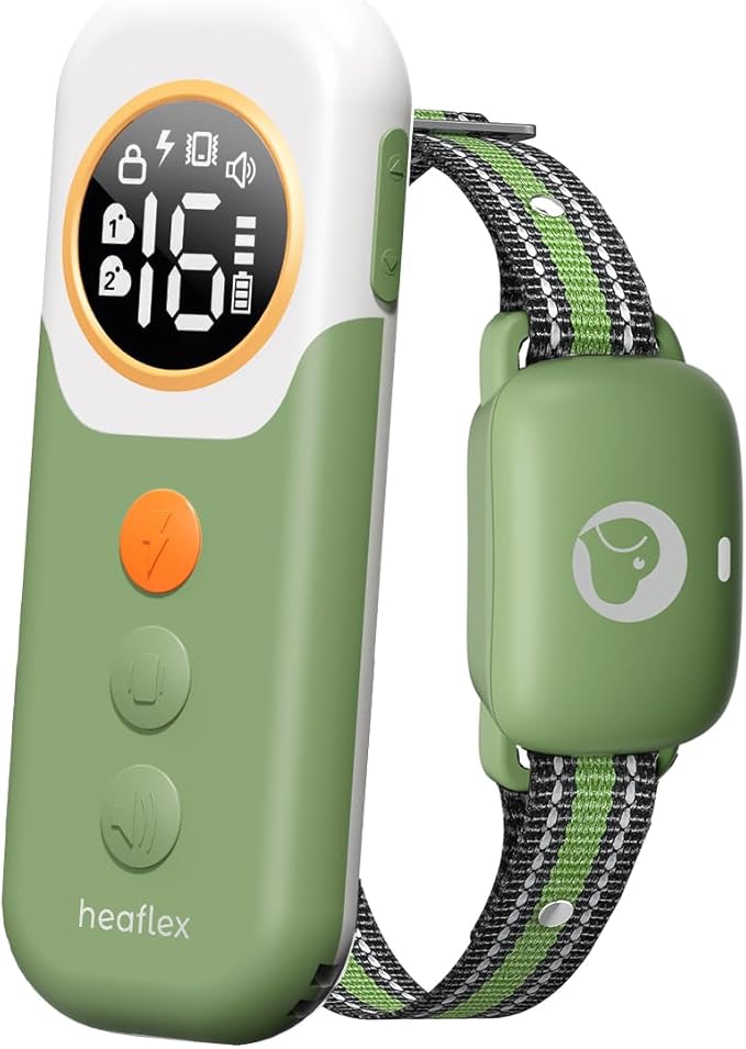Dog Training Collar, Beep, Vibration, and Shock Modes for Effective Training. Waterproof Dog Training Collar with Security Lock, for Small Medium Large Dogs (Green)