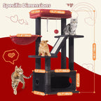 Taoqimiao Gothic Cat Tree,38.5-Inch Cat Tower for Indoor Cats,Suitable for Kittens with Luxurious cat condo with Adjustable Baskets and Luxurious Perch MS029SBR Black and Red