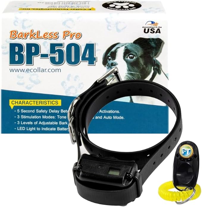 Educator BP-504 Barkless Pro Anti Bark Collar for Dog Training, Waterproof, Automatic Bark Correction Mode, 9 Stimulation Levels, Vocal Cord Vibration Sensor for Small, Medium & Large Dogs
