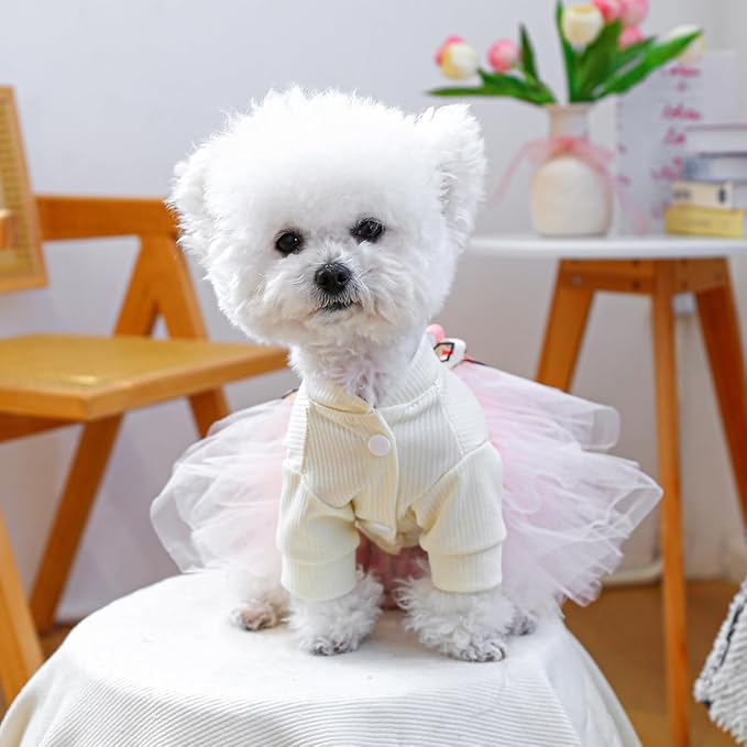 Furbabycare® Elegant Sweet Fashion Puppy Dog Blingbling Princess Skirt Pet Dog Lace Cake Camisole Tutu Dress Q-Apricot X-Small