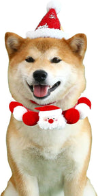 Elegant little tail Cat Christmas Costume 1PC Red Christmas Collar Soft Funny Pet Collars Headgear Adjustable Pom-Pom Headdress Cute Collar for X-Small Cat Pet Party Accessories Costume
