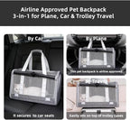 Cat Carrier Soft Sided Dog Carrier Airline Approved Pet Carrier for Dog/Cat Bag (17.32×9.84×10.63 in) with 1 Poop Bags,5 Pee Pads,Ideal for Medium-Large Cats Small Dogs