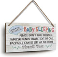 YZEXEZY Baby Sleeping Sign 6"x12" Do Not Knock or Ring Doorbell Wooden Hanging Sign for Front Door Nursery Home Bedroom-Do Not Disturb
