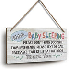 YZEXEZY Baby Sleeping Sign 6"x12" Do Not Knock or Ring Doorbell Wooden Hanging Sign for Front Door Nursery Home Bedroom-Do Not Disturb