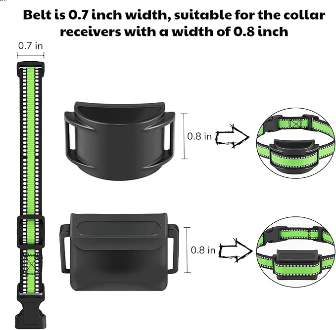 Shock Collar Replacement Strap, E Collar Replacement Strap Reflective Adjustable, 3/4 Inch Wide Nylon Replacement for Dog Training Collar, Bark Collar and Electronic Collars - Universal Fit (Green)