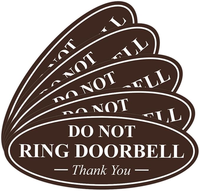 All Quality Oval DO NOT Ring DOORBELL Thank You Sign - Dark Brown Small 5 Pack