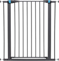 MidWest Homes for Pets 39 Inches Tall Walk-Though Steel Pet Gate, Pressure Mounted Dog Gatewith Glow Strip Measures 29-38 Inches Wide & Includes Two 3-Inch-Wide Extensions, Graphite