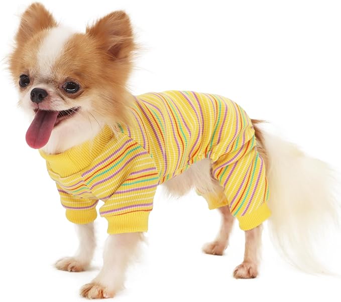 LOPHIPETS Dog Pajama Onesie for Small Pomeranian Clothes Apparel-Yellow/L
