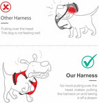 PoyPet No Pull Dog Harness, [Release on Neck] Reflective Adjustable No Choke Pet Vest with Front & Back 2 Leash Attachments, Soft Control Training Handle for Small Medium Large Dogs(Red,L)
