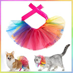 Threetols Gay Pride Dog & Cat Costume - Rainbow Princess Dress & Tutu for Small & Medium Pets, Multicolor Pet Collar for Dog & Cat Birthday Party Accessories(M)