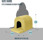 Orthopedic Dog House 2.0 - Outdoor Waterproof Dog Shelter w/Porch - Scratch Proof Indoor Pet House w/Egg-Crate Foam - Ideal for Large Breeds & Fits 36-Inch Crate - 35"x22", Moonstone