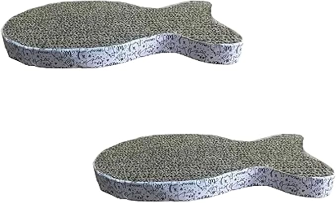 2Pcs Cat Scratching Board Premium Scratch Textures Cardboard Anti-Scratch Stress Relieve Indeformable Fish Self-Adhesive Scratching Board, Cat Scratching Pads (28×15×2.5 cm)