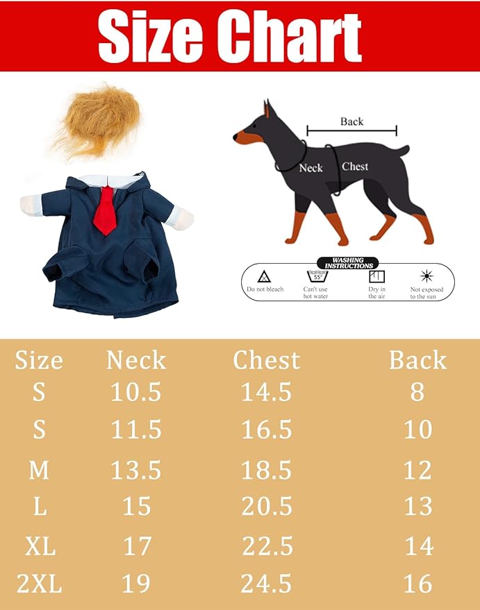 Dog Suit Costume Pet Wedding Shirt with Wig Funny Dog Suit and Tie for Small Medium Dog Cat Wedding Party Formal Gentleman Clothes (XL)