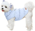 Winter Warm Dog Jacket for Small Medium Dogs Cats Cold Weather Coats with Harness Paded Dogs Fleece Vest Waterproof Windproof Dog Snow Jacket Pet Puppy Clothes (Light Blue,M)