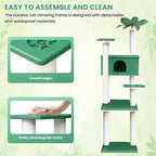 66 Inches Tall Outdoor Weatherproof Cat Tree Tower, Multi-Level, Large Cat Condo with PVC Board and Cat Scratching Posts, for Outside and Indoor
