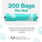 PawPail Scented Poop Bags For Dogs - 1 Roll of 200 Standard Size Dog Waste Bags - Mild Floral Scent - Leakproof & Durable - For Pet Waste Station