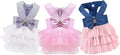 Dog Dresses, Fashion Pet Dog Clothes, Striped Mesh Puppy Dogs Princess Dresses (Pink/Blue/Denim(3pack), X-Large)