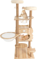 Cat Tree, L19.7*W19.7*H54in Wooden Cat Climbing Tower for Indoor Cats, Multi-Layer Cat Condo with Cat House, Transparent Capsules, Scratching Posts, Holds 15kg/33lbs
