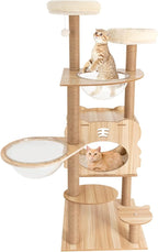 Cat Tree, 19.7''L x 19.7''W x 54''H Indoor Multiple Functions Cat Tree Floor Standing Cat Tower Kitten Toys Multi-Level Cat Houses with Scratching Posts for Living Room, Balcony, Pet Shop