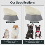 Bulldog Bowl Anti-Slip Dog Cat Dish Detachable Rubber Dog Bowl Pet Sterile Tilted Pet Feeder Slope Base (Grey, 3.5 Cup (Medium/Large Dog))