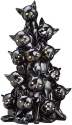 17" Battery Operated Halloween Cat Tree with Light -Black