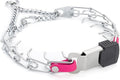 Herm Sprenger Chrome Plated Steel Dog Collar with Quick Release ClicLock Buckle and Biothane Insert Training Collar for Dogs Made in Germany (Passionfruit Pink, 16in x 2.25mm(neck size up to 13-14in))