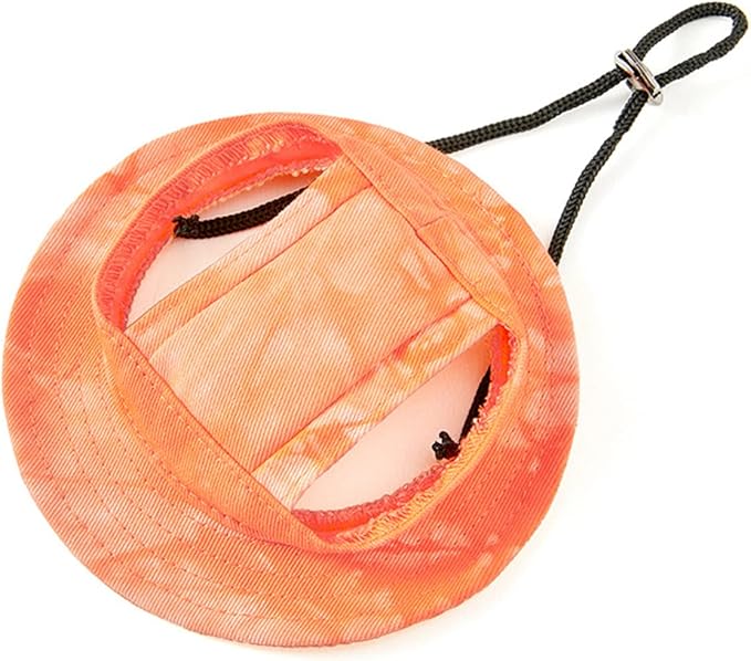 Round Brim Princess Hat Visor Hat Pet Dog Mesh Porous Sun Hat with Ear Holes for Small, Extra Small Dog Teddy, Pug, Chihuahua, Shih Tzu, Yorkshire Terriers, Papillon T-Orange L