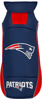 NFL New England Patriots Puffer Vest for Dogs & Cats, Size Medium. Warm, Cozy, and Waterproof Dog Coat, for Small and Large Dogs/Cats. Best NFL Licensed PET Warming Sports Jacket