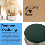 GORILLA GRIP Dog Bowls, Food Grade 304 Stainless Steel, Holds 6 Cups Each (48 fl oz) Food and Water Bowl for Feeding Dogs and Cats, Dishwasher Safe, Rust Resistant, BPA Free Rubber Base Set of 2 Green
