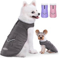 iBuddy Dog Winter Jacket for Medium Dogs, Easy on Dog Fleece Snow Coat Velcro Waterproof Pet Puffer Clothes with Harness Hole Adjustable Reflective Quilted Pet Cold Weather Vest Wind-poof for Boy Male