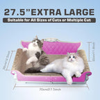 Sofa Shaped Cat Scratching Boards,Cat Scratcher Couch,Extra Large Cat Scratcher Bed 27.5inch for Large Cats Multi-Cats with Catnip(Pink)