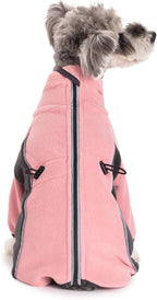 Fleece Dog Coat for Small Medium Dog,Pullover Pajamas Jumpsuit Bodysuit Puppy Coats with Legs, Pet Windproof Warm Cold Weather Jacket Full Body Vest Cozy Snowsuit Outfit Clothes (Pink, L)