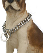 Dog Chain Collar Gold/Silver Stainless Steel 12mm Wide Cuban Curb Link Chain Dogs Necklace Walking Training Collars for Large Medium and Small Dogs 12-26 inches (Silver, 24inch)