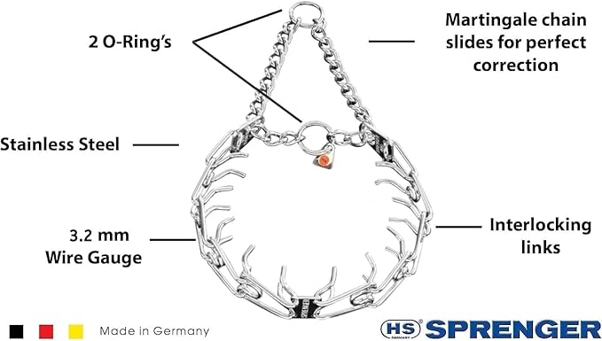 Herm Sprenger Stainless Steel Prong Dog Training Collar Ultra-Plus Pet Pinch Collar No-Pull Collar for Dogs Anti Pull Training Collar Made in Germany 3.2mm x 23in Medium
