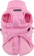 Puppia Mountaineer Winter Dog Coat with integrated harness No Pull Cold Weather Waterproof Warm Fleece Back Zipper for Small & Medium Dog, PINK, Large