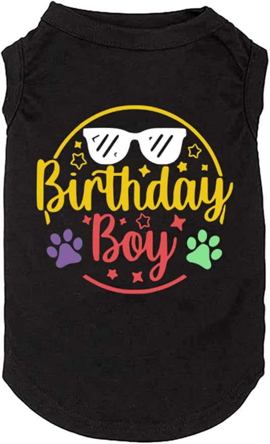 Dog Birthday Gift Clothes Boy Girl Birthday Shirt for Small Large Dog Brithday Vest for Doggy Puppy Clothes (1, 2, XX-Large, Black-1)